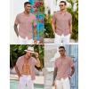 imageCOOFANDY Mens Knit Button Down Shirts Casual Textured Polo Shirt Short Sleeve Vintage Summer Beach TopsLight Pink