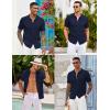 imageCOOFANDY Mens Knit Button Down Shirts Casual Textured Polo Shirt Short Sleeve Vintage Summer Beach TopsNavy Blue