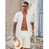 imageCOOFANDY Mens Knit Button Down Shirts Casual Textured Polo Shirt Short Sleeve Vintage Summer Beach TopsWhite