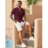 imageCOOFANDY Mens Knit Button Down Shirts Casual Textured Polo Shirt Short Sleeve Vintage Summer Beach TopsWine Red