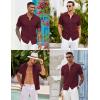 imageCOOFANDY Mens Knit Button Down Shirts Casual Textured Polo Shirt Short Sleeve Vintage Summer Beach TopsWine Red