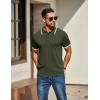 imageCOOFANDY Mens Knit Polo Shirts Casual Short Sleeve Button Down Golf Polo Shirts Vintage Collared T ShirtArmy Green