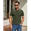 imageCOOFANDY Mens Knit Polo Shirts Casual Short Sleeve Button Down Golf Polo Shirts Vintage Collared T ShirtArmy Green