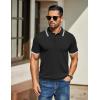 imageCOOFANDY Mens Knit Polo Shirts Casual Short Sleeve Button Down Golf Polo Shirts Vintage Collared T ShirtBlack