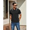 imageCOOFANDY Mens Knit Polo Shirts Casual Short Sleeve Button Down Golf Polo Shirts Vintage Collared T ShirtBlack