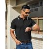 imageCOOFANDY Mens Knit Polo Shirts Casual Short Sleeve Button Down Golf Polo Shirts Vintage Collared T ShirtBlack