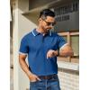 imageCOOFANDY Mens Knit Polo Shirts Casual Short Sleeve Button Down Golf Polo Shirts Vintage Collared T ShirtBlue