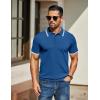 imageCOOFANDY Mens Knit Polo Shirts Casual Short Sleeve Button Down Golf Polo Shirts Vintage Collared T ShirtBlue