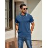 imageCOOFANDY Mens Knit Polo Shirts Casual Short Sleeve Button Down Golf Polo Shirts Vintage Collared T ShirtDark Blue