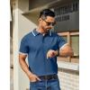 imageCOOFANDY Mens Knit Polo Shirts Casual Short Sleeve Button Down Golf Polo Shirts Vintage Collared T ShirtDark Blue