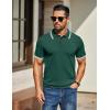 imageCOOFANDY Mens Knit Polo Shirts Casual Short Sleeve Button Down Golf Polo Shirts Vintage Collared T ShirtGreen