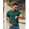 imageCOOFANDY Mens Knit Polo Shirts Casual Short Sleeve Button Down Golf Polo Shirts Vintage Collared T ShirtGreen