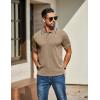 imageCOOFANDY Mens Knit Polo Shirts Casual Short Sleeve Button Down Golf Polo Shirts Vintage Collared T ShirtKhaki