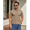 imageCOOFANDY Mens Knit Polo Shirts Casual Short Sleeve Button Down Golf Polo Shirts Vintage Collared T ShirtKhaki
