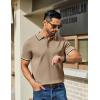 imageCOOFANDY Mens Knit Polo Shirts Casual Short Sleeve Button Down Golf Polo Shirts Vintage Collared T ShirtKhaki