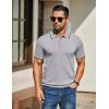imageCOOFANDY Mens Knit Polo Shirts Casual Short Sleeve Button Down Golf Polo Shirts Vintage Collared T ShirtLight Gray