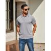 imageCOOFANDY Mens Knit Polo Shirts Casual Short Sleeve Button Down Golf Polo Shirts Vintage Collared T ShirtLight Gray