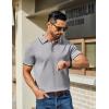 imageCOOFANDY Mens Knit Polo Shirts Casual Short Sleeve Button Down Golf Polo Shirts Vintage Collared T ShirtLight Gray