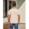 imageCOOFANDY Mens Knit Polo Shirts Casual Short Sleeve Button Down Golf Polo Shirts Vintage Collared T ShirtLight Khaki