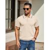 imageCOOFANDY Mens Knit Polo Shirts Casual Short Sleeve Button Down Golf Polo Shirts Vintage Collared T ShirtLight Khaki