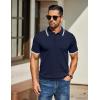 imageCOOFANDY Mens Knit Polo Shirts Casual Short Sleeve Button Down Golf Polo Shirts Vintage Collared T ShirtNavy Blue