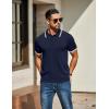 imageCOOFANDY Mens Knit Polo Shirts Casual Short Sleeve Button Down Golf Polo Shirts Vintage Collared T ShirtNavy Blue