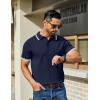 imageCOOFANDY Mens Knit Polo Shirts Casual Short Sleeve Button Down Golf Polo Shirts Vintage Collared T ShirtNavy Blue