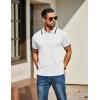 imageCOOFANDY Mens Knit Polo Shirts Casual Short Sleeve Button Down Golf Polo Shirts Vintage Collared T ShirtWhite