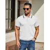 imageCOOFANDY Mens Knit Polo Shirts Casual Short Sleeve Button Down Golf Polo Shirts Vintage Collared T ShirtWhite