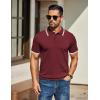 imageCOOFANDY Mens Knit Polo Shirts Casual Short Sleeve Button Down Golf Polo Shirts Vintage Collared T ShirtWine Red