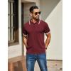 imageCOOFANDY Mens Knit Polo Shirts Casual Short Sleeve Button Down Golf Polo Shirts Vintage Collared T ShirtWine Red