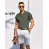 imageCOOFANDY Mens Knit Polo Shirts Short Sleeve Casual Button Down Shirts Vintage Collared Golf ShirtsArmy Green