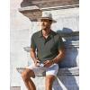 imageCOOFANDY Mens Knit Polo Shirts Short Sleeve Casual Button Down Shirts Vintage Collared Golf ShirtsArmy Green
