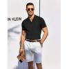 imageCOOFANDY Mens Knit Polo Shirts Short Sleeve Casual Button Down Shirts Vintage Collared Golf ShirtsBlack