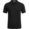 imageCOOFANDY Mens Knit Polo Shirts Short Sleeve Casual Button Down Shirts Vintage Collared Golf ShirtsBlack