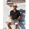 imageCOOFANDY Mens Knit Polo Shirts Short Sleeve Casual Button Down Shirts Vintage Collared Golf ShirtsBlack