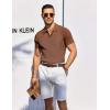 imageCOOFANDY Mens Knit Polo Shirts Short Sleeve Casual Button Down Shirts Vintage Collared Golf ShirtsBrown