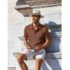 imageCOOFANDY Mens Knit Polo Shirts Short Sleeve Casual Button Down Shirts Vintage Collared Golf ShirtsBrown