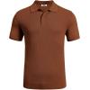 imageCOOFANDY Mens Knit Polo Shirts Short Sleeve Casual Button Down Shirts Vintage Collared Golf ShirtsBrown