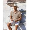 imageCOOFANDY Mens Knit Polo Shirts Short Sleeve Casual Button Down Shirts Vintage Collared Golf ShirtsKhaki