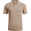 imageCOOFANDY Mens Knit Polo Shirts Short Sleeve Casual Button Down Shirts Vintage Collared Golf ShirtsKhaki