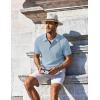 imageCOOFANDY Mens Knit Polo Shirts Short Sleeve Casual Button Down Shirts Vintage Collared Golf ShirtsLight Blue