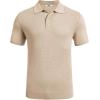 imageCOOFANDY Mens Knit Polo Shirts Short Sleeve Casual Button Down Shirts Vintage Collared Golf ShirtsLight Brown