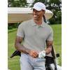 imageCOOFANDY Mens Knit Polo Shirts Short Sleeve Casual Button Down Shirts Vintage Collared Golf ShirtsLight Gray