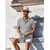 imageCOOFANDY Mens Knit Polo Shirts Short Sleeve Casual Button Down Shirts Vintage Collared Golf ShirtsLight Gray