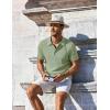 imageCOOFANDY Mens Knit Polo Shirts Short Sleeve Casual Button Down Shirts Vintage Collared Golf ShirtsLight Green