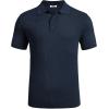 imageCOOFANDY Mens Knit Polo Shirts Short Sleeve Casual Button Down Shirts Vintage Collared Golf ShirtsNavy Blue