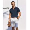 imageCOOFANDY Mens Knit Polo Shirts Short Sleeve Casual Button Down Shirts Vintage Collared Golf ShirtsNavy Blue