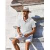 imageCOOFANDY Mens Knit Polo Shirts Short Sleeve Casual Button Down Shirts Vintage Collared Golf ShirtsWhite