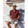 imageCOOFANDY Mens Knit Polo Shirts Short Sleeve Casual Button Down Shirts Vintage Collared Golf ShirtsWine Red